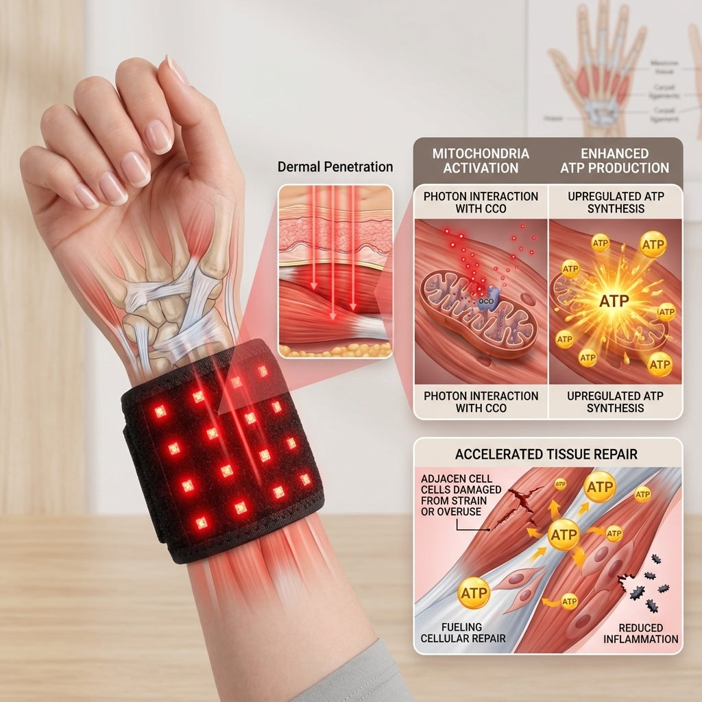 Ravlumi Daily Wrist Comfort Wrap with Red Light Therapy